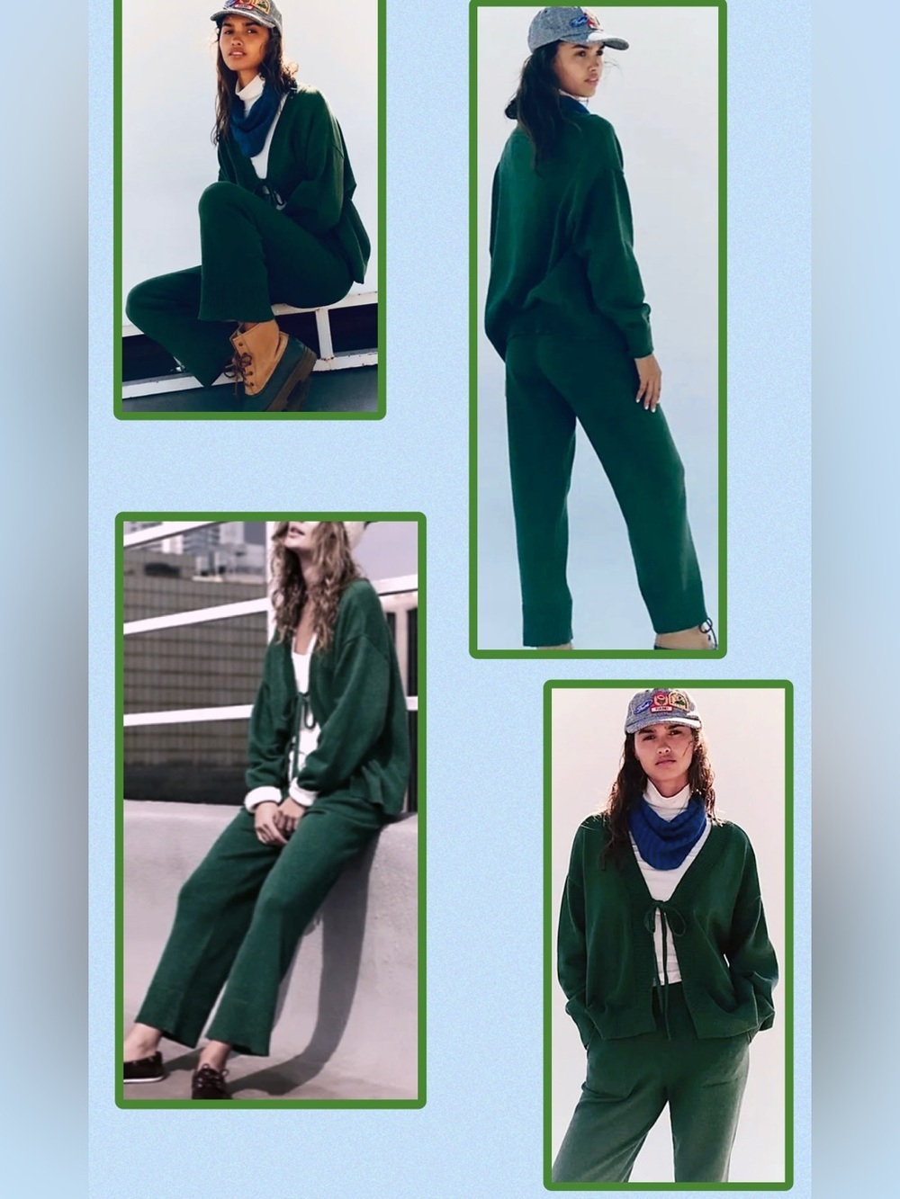 Free People Free-est Solar Sweater Set Cardigan/Pants Green XS - Picture 2 of 15